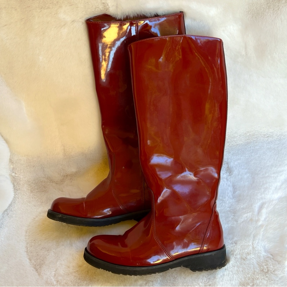 La Canadienne 6 1/2 6.5 m boots flat wine burgundy red rain winter